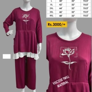 Viscose Slub Embroidery Top & Plaza