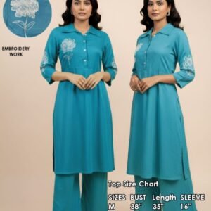 VISCOSE TWILL EMBROIDERY TOP & PLAZA